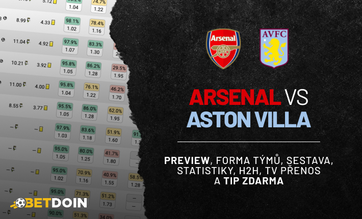 Arsenal vs Aston Villa: Preview, tip zdarma a statistiky