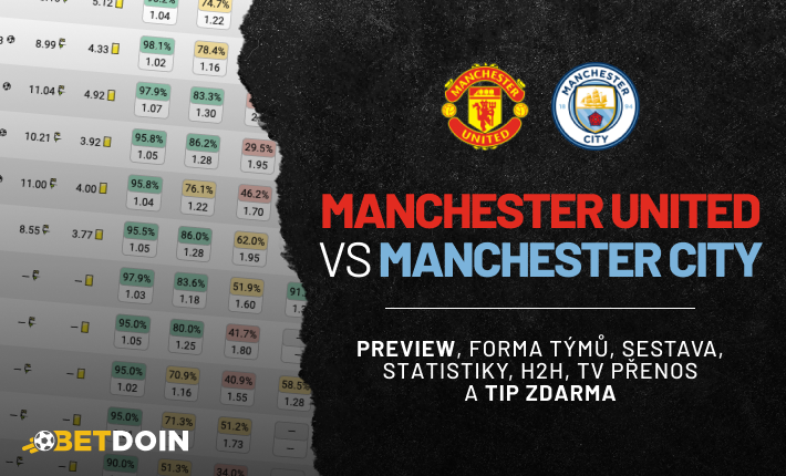 Manchester United vs Manchester City: Preview, tip zdarma a statistiky