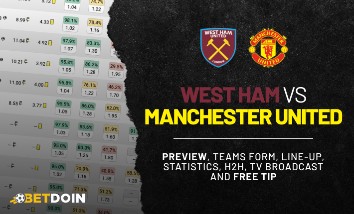 West Ham vs Manchester United: preview, free tip and statistics