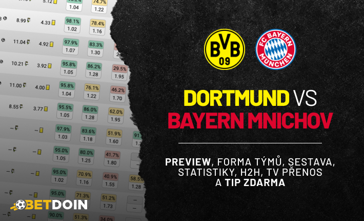 Dortmund vs Bayern: Preview, tip zdarma a statistiky