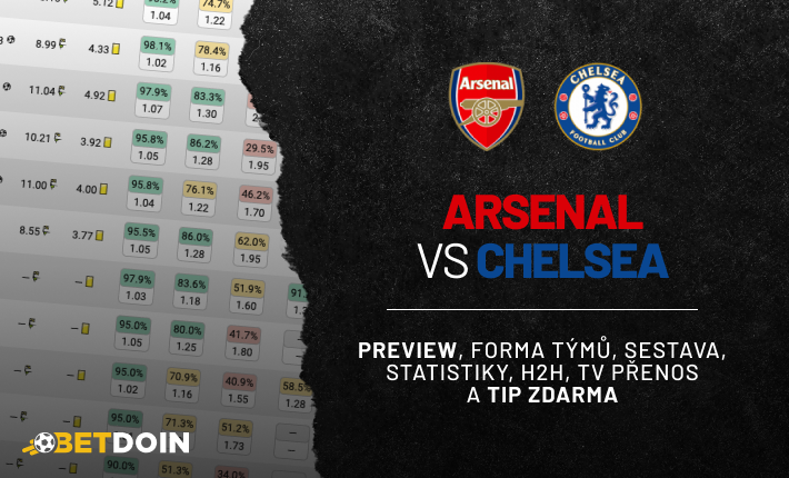 Arsenal vs Chelsea: Preview, tip zdarma a statistiky