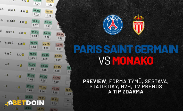 PSG vs Monaco: Preview, tip zdarma a statistiky