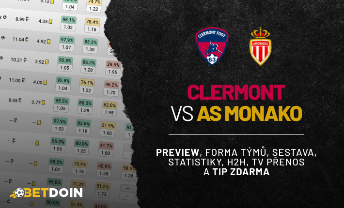 Clermont vs Monaco: Preview, tip zdarma a statistiky