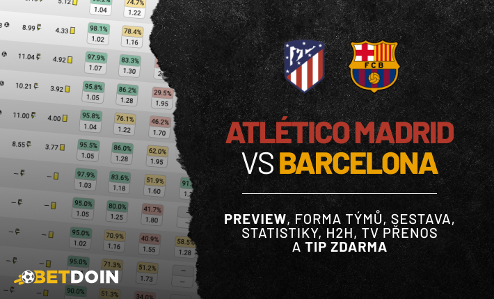 Atletico Madrid vs Barcelona: Preview, tip zdarma a statistiky