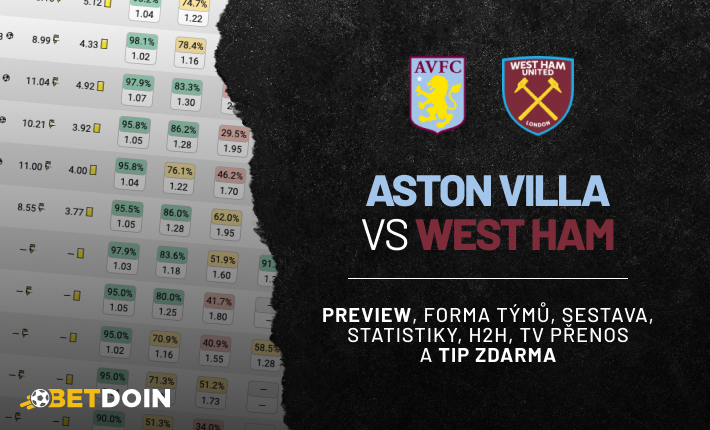 Aston Villa vs West Ham: Preview, tip zdarma a statistiky